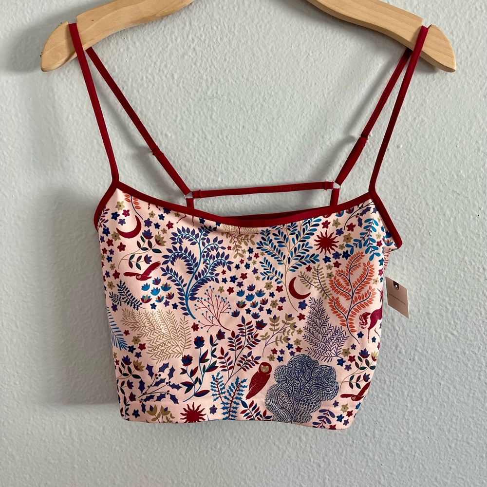 The LyreBird Skin Seamless Square-Neck Printed Cami Neutral Nude Maroon L/XL